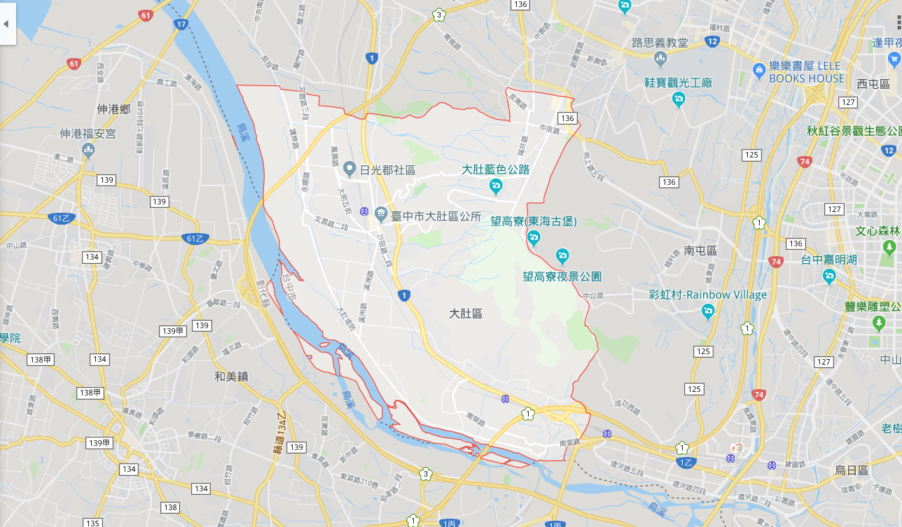 大肚區域圖(資料來源：google地圖)